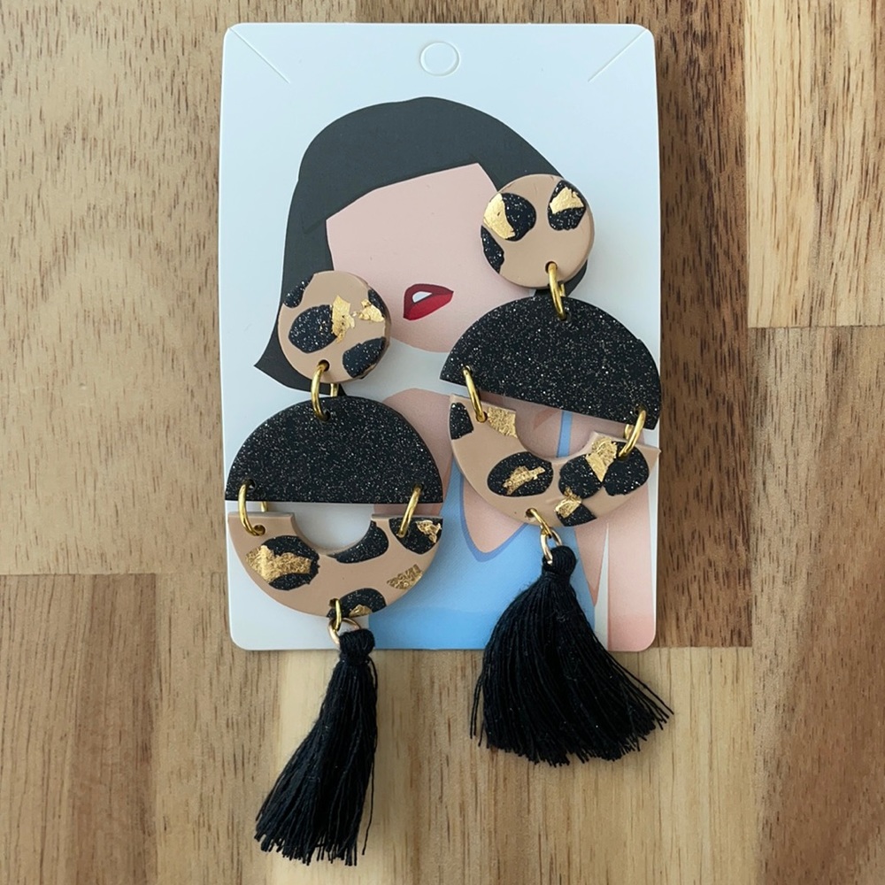 New Leopard print polymer clay earrings